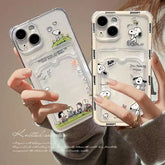 Cute Cartoon Snoopy Clear Soft Case with Card Holder For iPhone  Mini & Plus Series